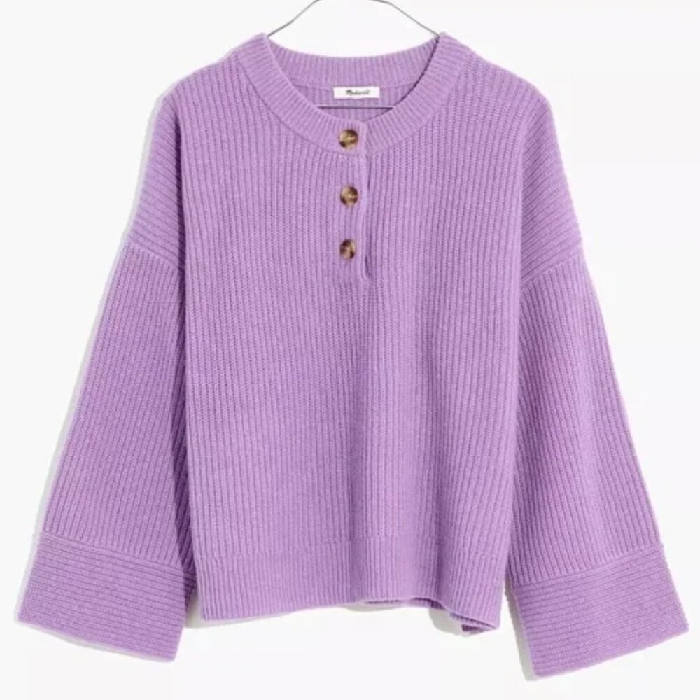 Madewell Cashmere Wool Ribbed Knit Chunky Sweater Exotic Lavender Purple M $158